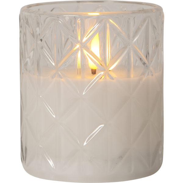 Flamme Romb Pillar Candle LED White, 100 mm